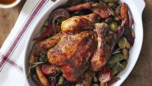 Herbed Chicken with Beets and Brussels