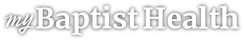 mybaptisthealth-logo myBaptistHealth mobile app logo in white